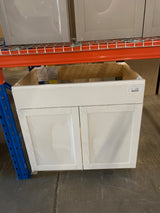 Westfield Feather White Assembled Sink Base Kitchen Cabinet (36 in. W x 23.75 in. D x 35 in. H)