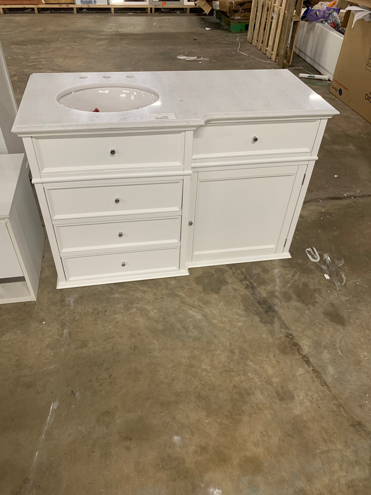 Hampton Harbor 48 in. W x 22 in. D Bath Vanity in White with Natural Marble Vanity Top in White