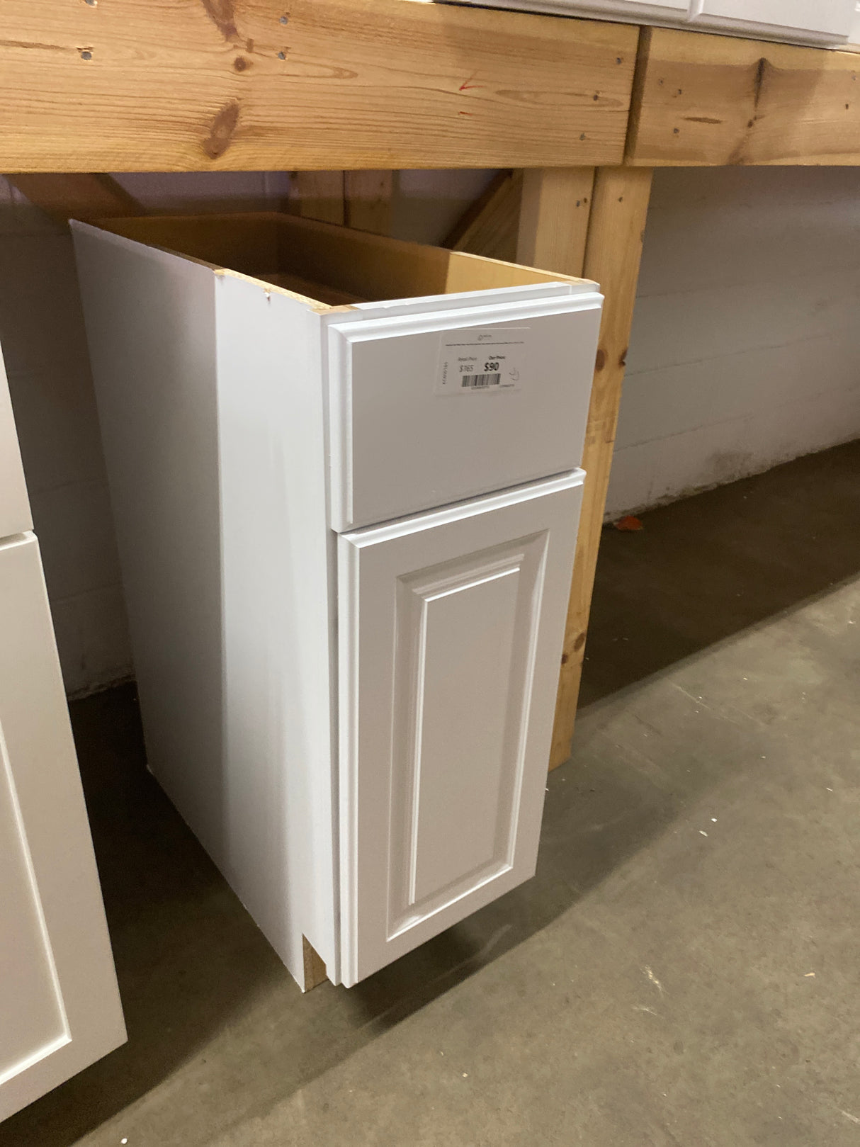 Hampton Satin White Raised Panel Stock Assembled Base Kitchen Cabinet with Drawer Glides (12 in. x 34.5 in. x 24 in.)