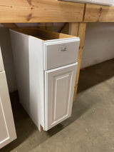 Hampton Satin White Raised Panel Stock Assembled Base Kitchen Cabinet with Drawer Glides (12 in. x 34.5 in. x 24 in.)