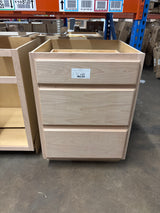 Hampton Unfinished Beech Recessed Panel Stock Assembled Base Kitchen Cabinet with 3 Drawers (24 in. x 34.5 in. x 24 in.)
