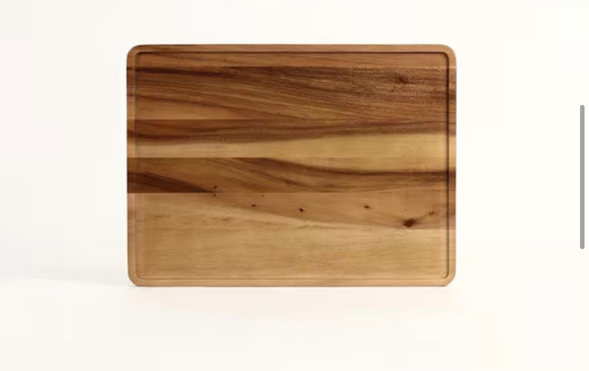 Atelier Acacia Wood Wine Appetizer Plate Set with Serving Tray-5-Piece Charcuterie & Cheese Board, Natural Brown