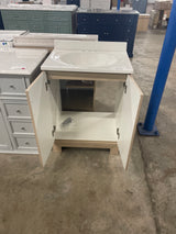 Oakley 25 in. Single Sink Beige Oak Bath Vanity with White Cultured Marble Top (Assembled)