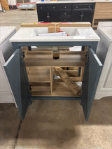Korra 30 in. Single Sink Freestanding Vintage Blue Bath Vanity with White Engineered Stone Top (Assembled)