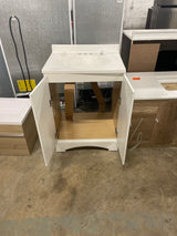 Everdean 25 in. W x 19 in. D x 34 in. H Single Sink Freestanding Bath Vanity in White with White Cultured Marble Top