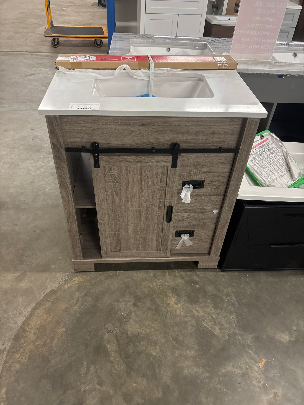 Brindley 30 in. Single Sink Freestanding Weathered Gray Bath Vanity with White Engineered Stone Top (Assembled)