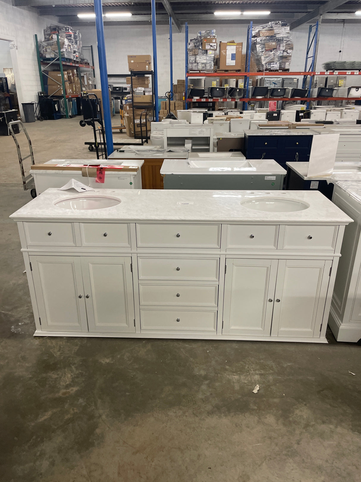Hampton Harbor 72 in. W x 22 in. D Double Bath Vanity in White with Natural Marble Vanity Top in White