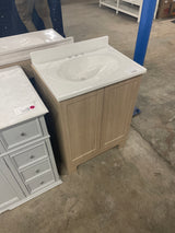 Oakley 25 in. Single Sink Beige Oak Bath Vanity with White Cultured Marble Top (Assembled)
