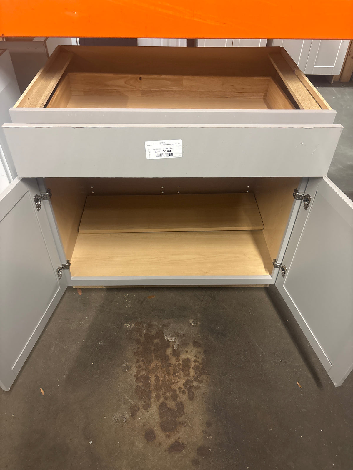 Courtland 36 in. W x 24 in. D x 34.5 in. H Assembled Shaker Base Kitchen Cabinet in Sterling Gray