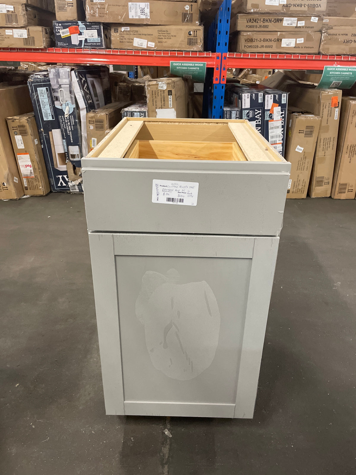 Courtland 18 in. W x 24 in. D x 34.5 in. H Assembled Shaker Base Kitchen Cabinet in Sterling Gray