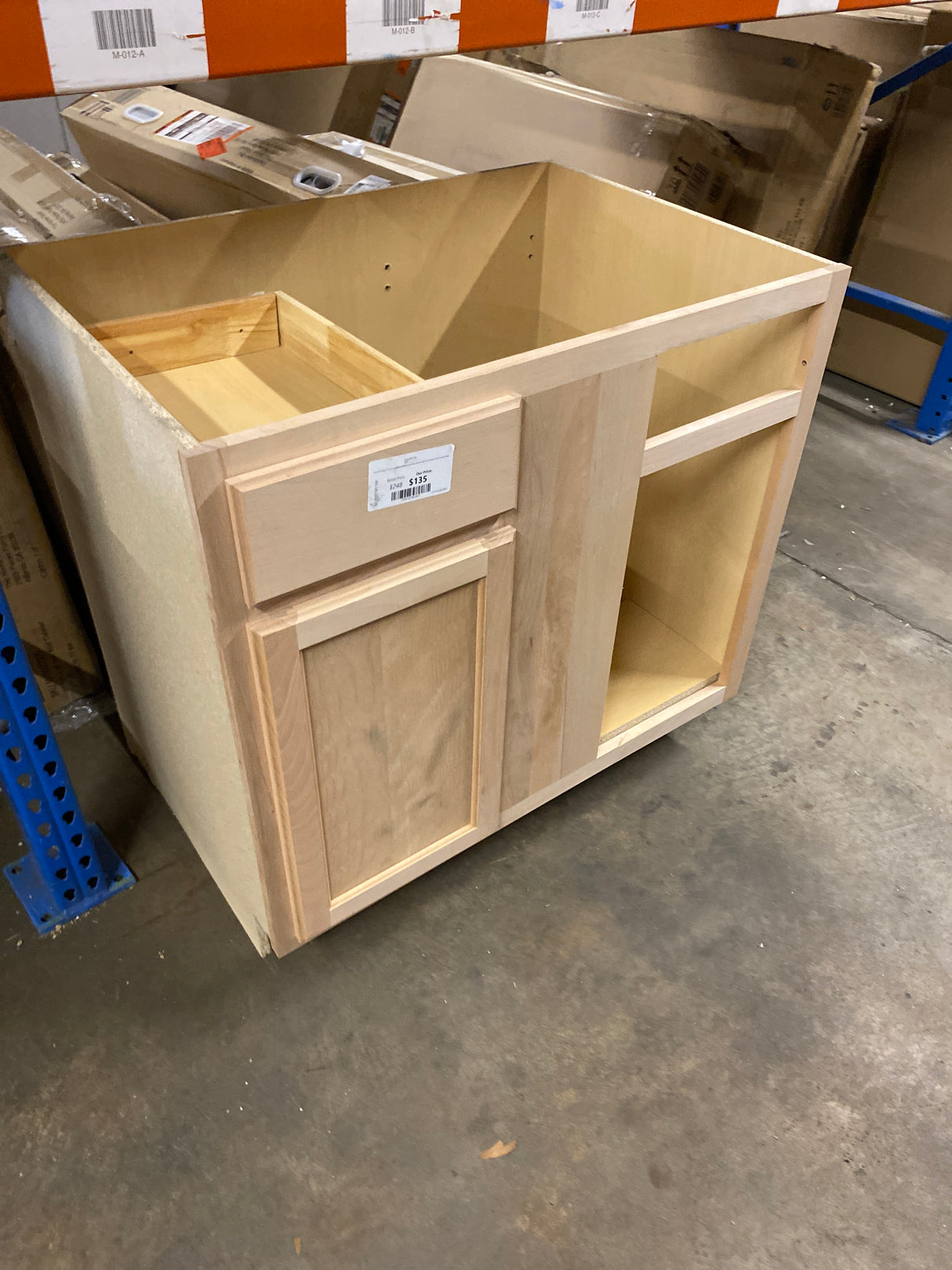 36 in. W x 24 in. D x 34.5 in. H Assembled Blind Corner Base Kitchen Cabinet in Unfinished with Recessed Panel
