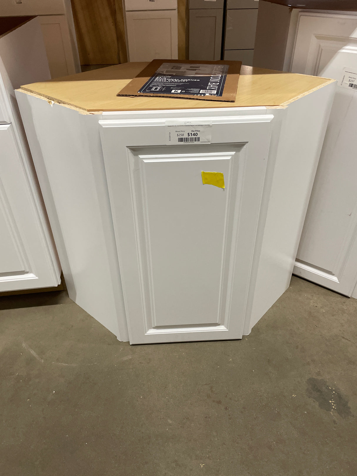 Hampton 24 in. W x 12 in. D x 30 in. H Assembled Diagonal Corner Wall Cabinet in Satin White