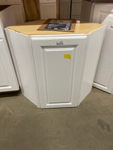 Hampton 24 in. W x 12 in. D x 30 in. H Assembled Diagonal Corner Wall Cabinet in Satin White