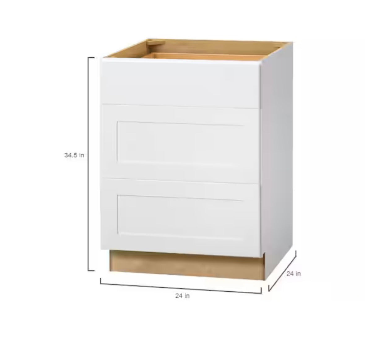 Avondale 24 in. W x 24 in. D x 34.5 in. H Ready to Assemble Plywood Shaker Drawer Base Kitchen Cabinet in Alpine White
