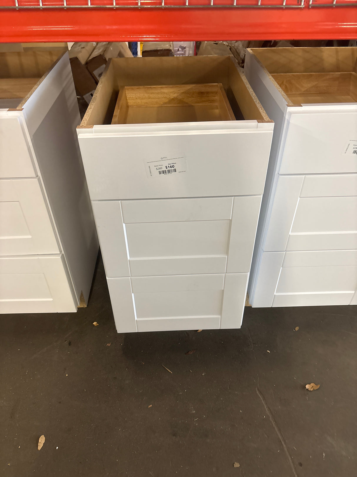 Shaker Satin White Stock Assembled Drawer Base Kitchen Cabinet with Drawer Glides (18 in. x 34.5 in. x 24 in.)