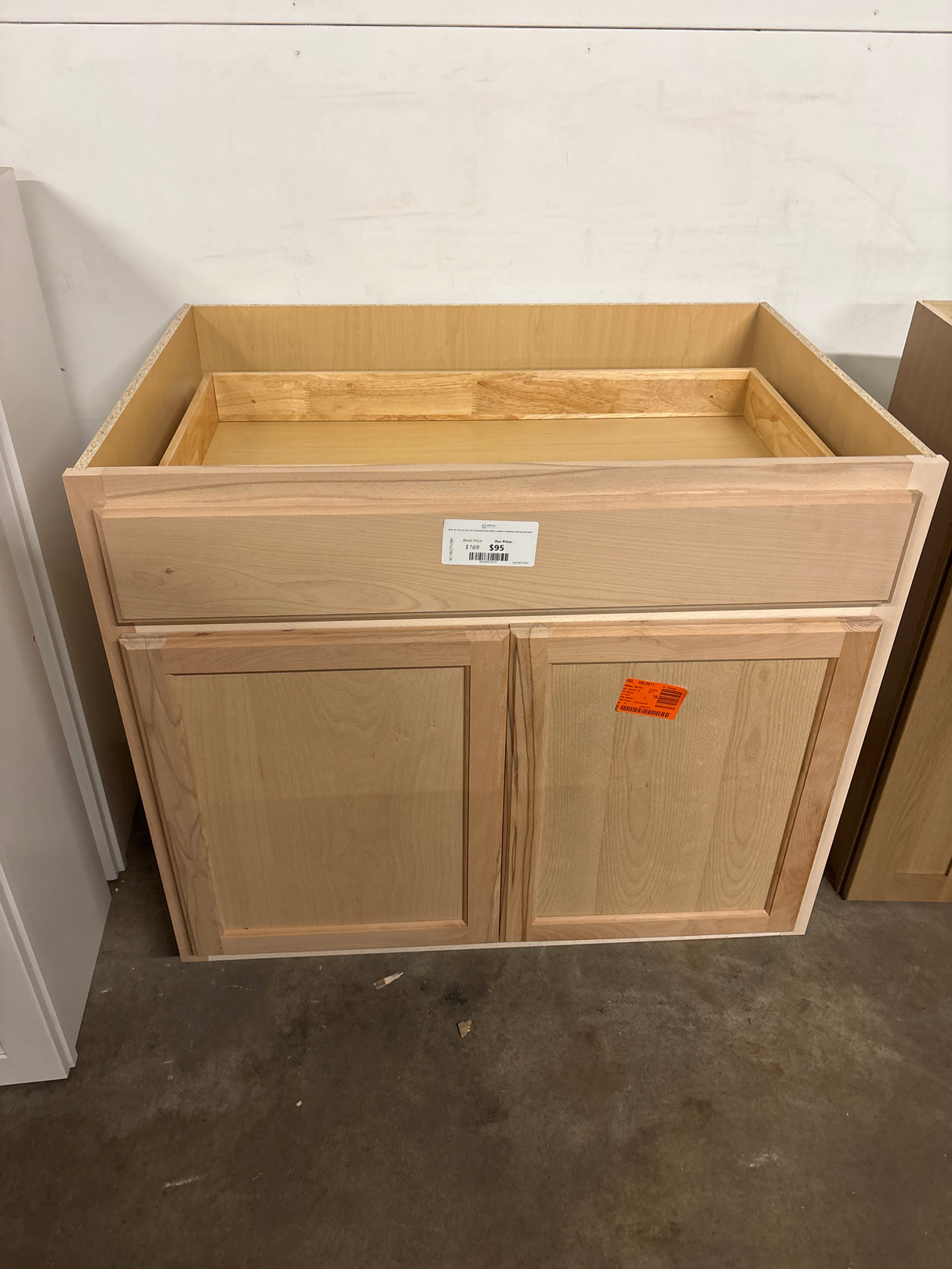 36 in. W x 24 in. D x 34.5 in. H Assembled Base Kitchen Cabinet in Unfinished with Recessed Panel