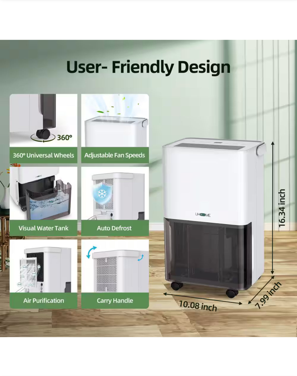30 pt. 1,500 sq.ft. Dehumidifier in. White with Bucket and Drain Hose for Basement, Garage, 2 Layer Air Filter
