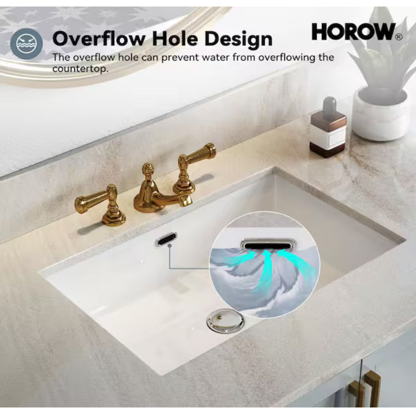 23-5/8 in.Rectangle Undermount Bathroom Sink in White with Overflow Drain
