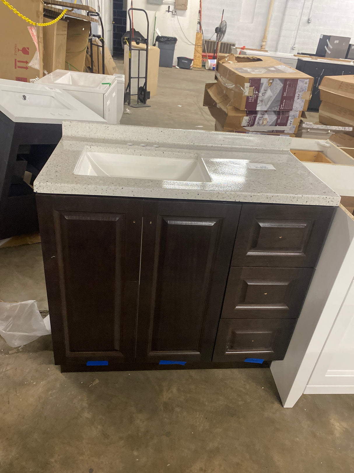 Northwood 37 in. W x 19 in. D x 38 in. H Single Sink Bath Vanity in Dusk with Silver Ash Engineered Solid Surface Top