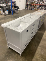 Merryfield 61 in. Double Sink Dove Grey Bath Vanity with White Carrara Marble Top (Assembled)