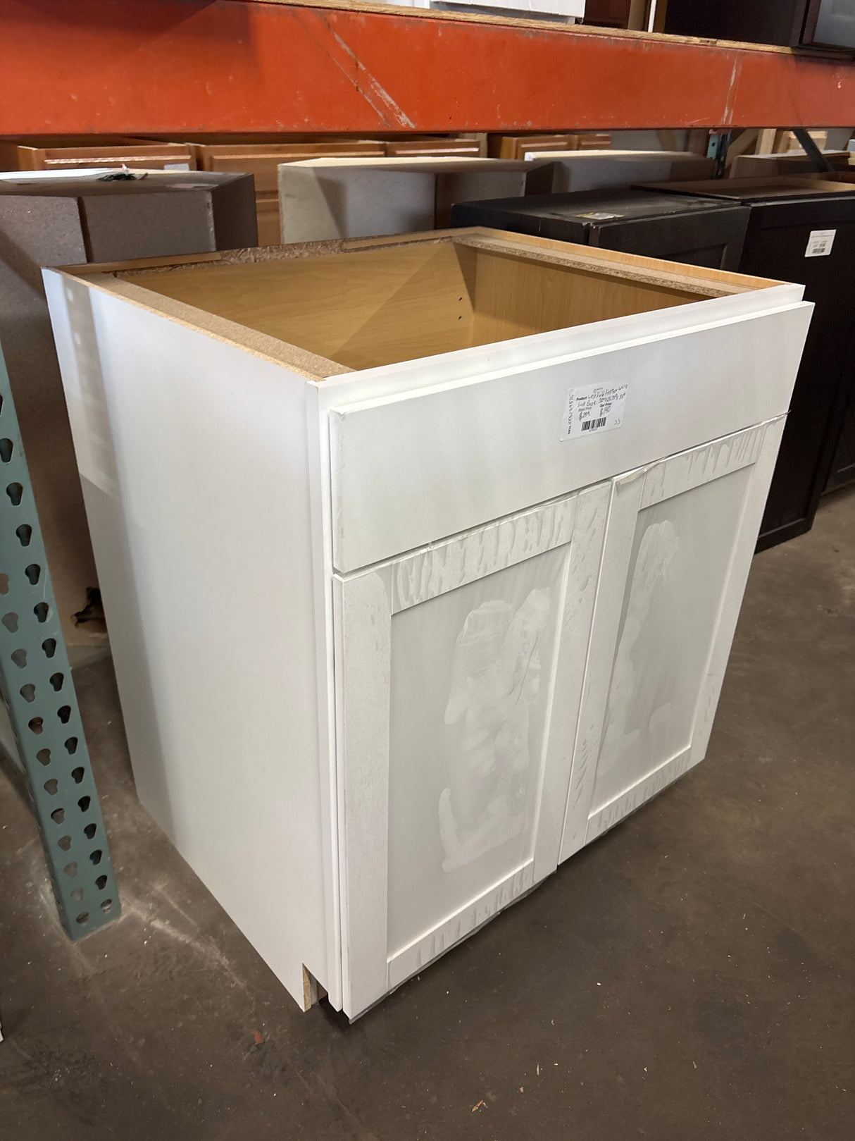 Westfield Feather White Shaker Stock Sink Base Kitchen Cabinet (30 in. W x 23.75 in. D x 35 in. H)