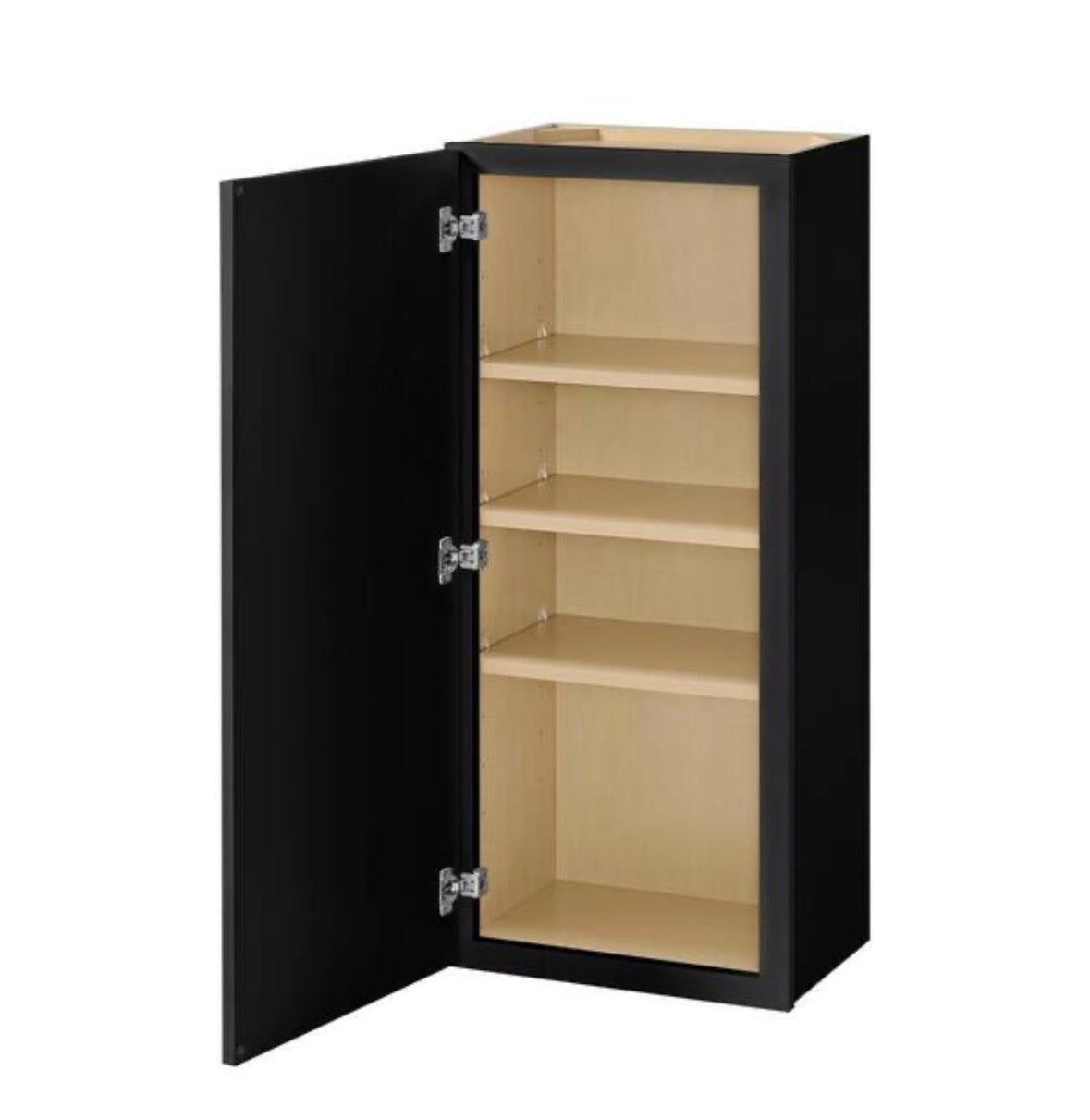 Leyton 18 in. W x 12 in. D x 42 in. H Ready to Assemble Plywood Slim Shaker Wall Kitchen Cabinet in Raven Black