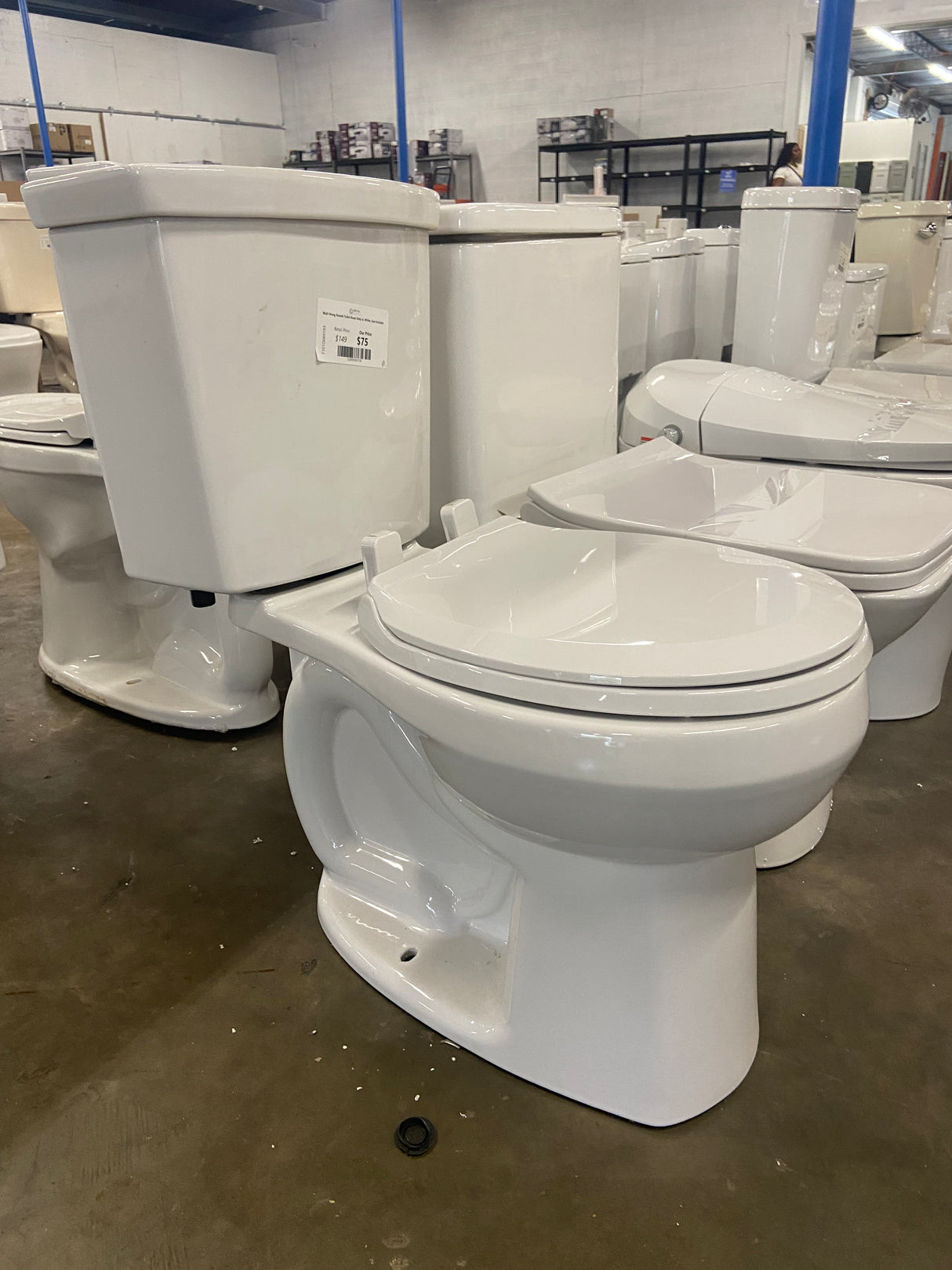 Wall-Hung Round Toilet Bowl Only in. White, Seat Included