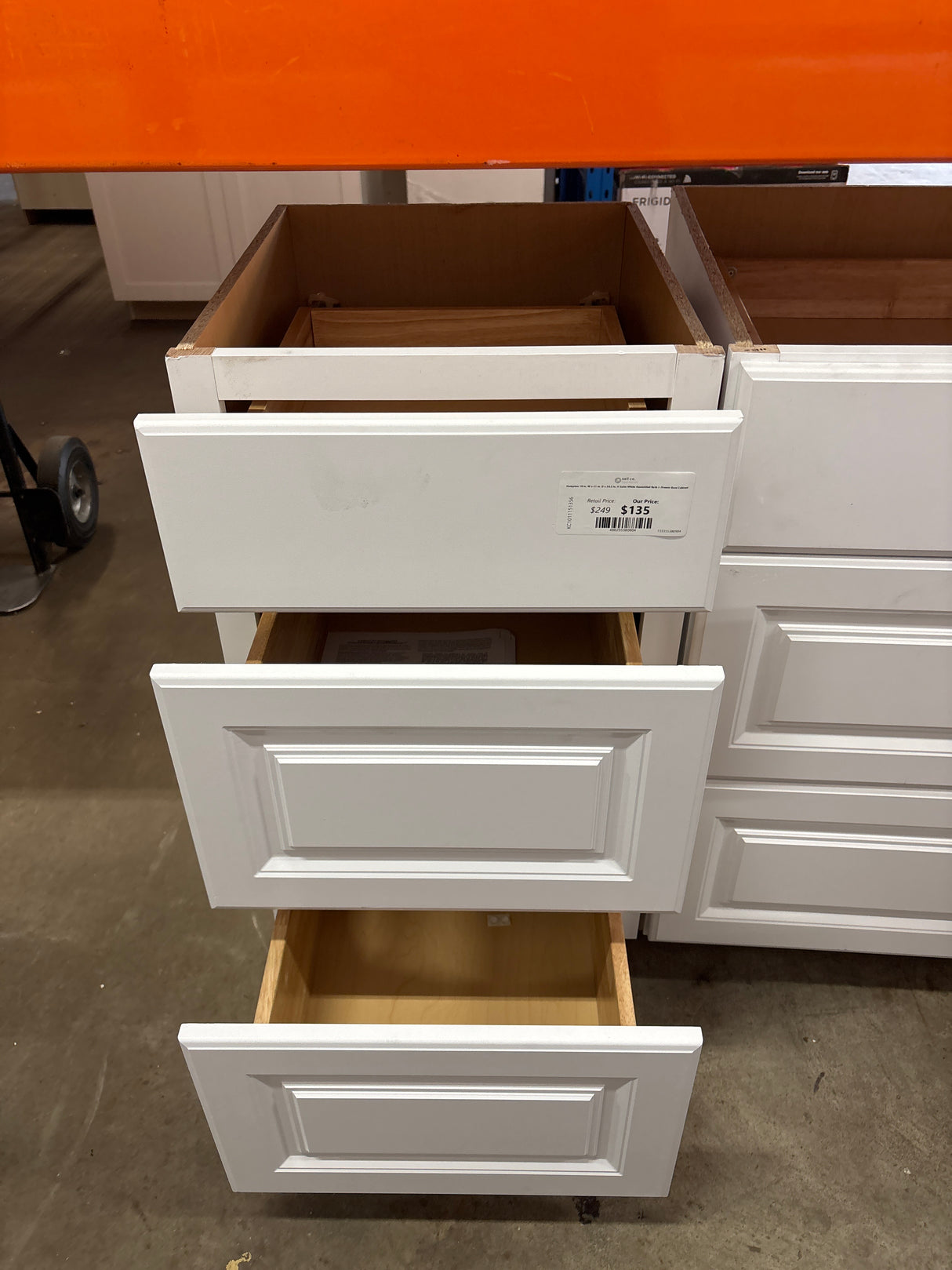 Hampton 18 in. W x 21 in. D x 34.5 in. H Satin White Assembled Bath 3-Drawer Base Cabinet