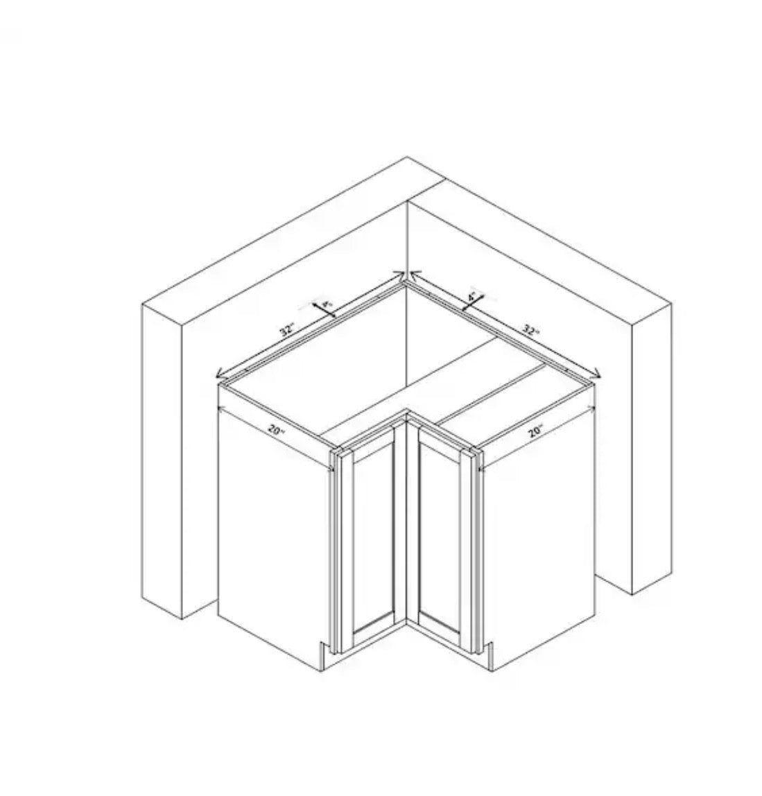 32 in. W x 32 in. D x 34.5 in. H Ready to Assemble Corner Lazy Susan Cabinet in Unfinished with CLICKREADY Technology