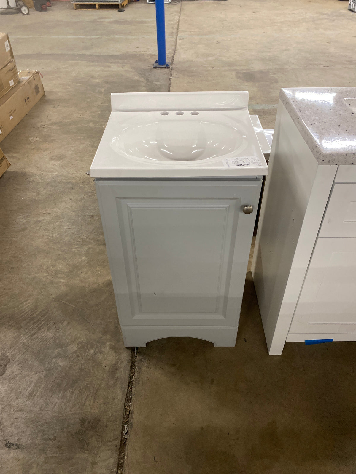 19 in. Single Sink Pearl Gray Bath Vanity with White Cultured Marble Top (Assembled)