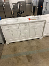 Doveton 60 in. W x 19 in. D x 34.50 in. H Bath Vanity in White with White Cultured Marble Top