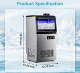 13.7 in. 80 lbs. Full Size Ice Cube Per Day Ice Maker Bottled or Tap Water Sources with 4 Adjustable Feet in Silver