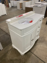 Terryn 37 in. Single Sink White Bath Vanity with Engineered White Marble Top (Assembled)