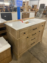 Melpark 48 in. W x 22 in. D x 34.5 in. H Bath Vanity in Antique Oak with White Cultured Marble Top