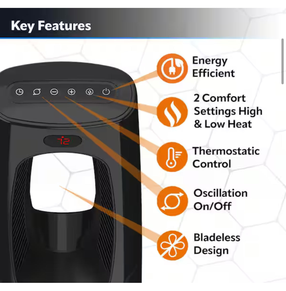Bladeless 1500W 28 in. Black Electric Oscillating Tower Ceramic Space Heater with Remote Control and Digital Display