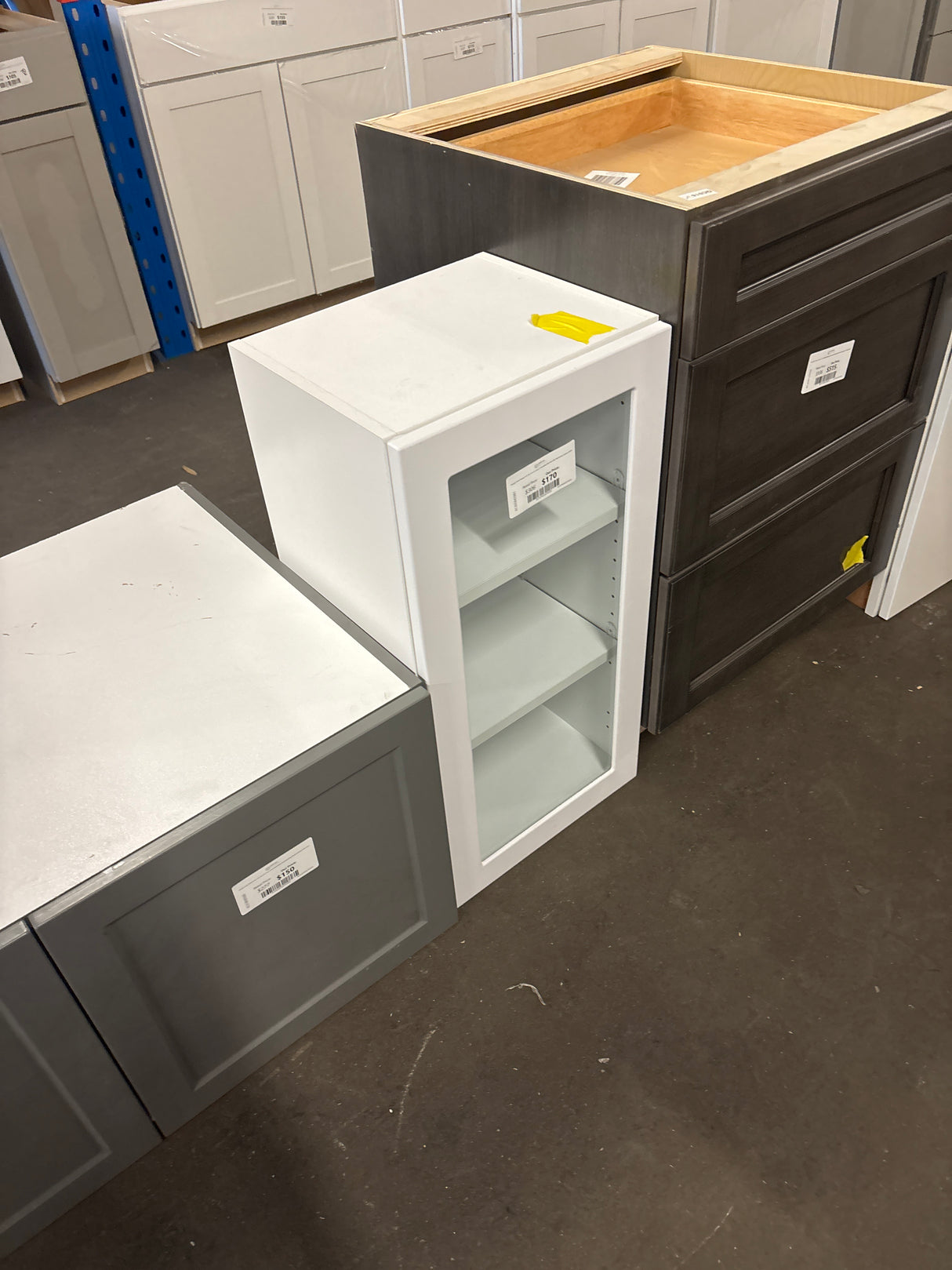 Designer Series Edgeley 15 in. W x 12 in. D x 30 in. H Assembled Slab Glass Door Wall Kitchen Cabinet in White