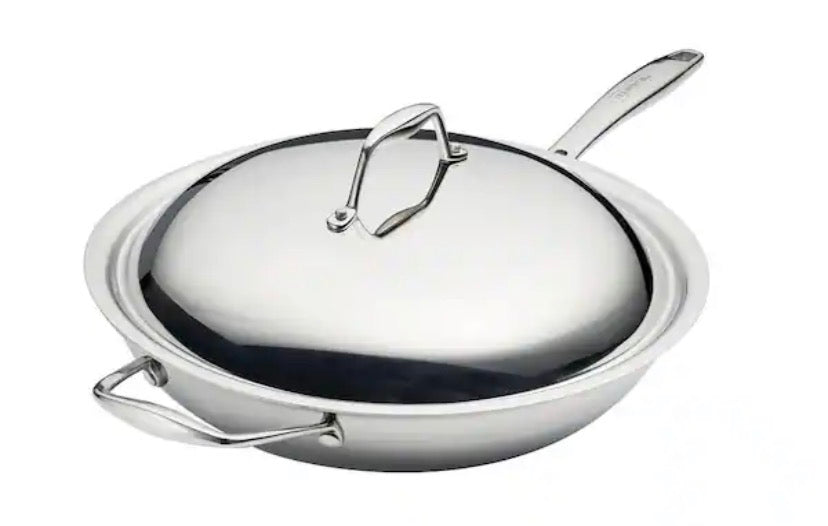 Signature 12 in. Tri-Ply Clad Stainless Steel Induction Safe Wok