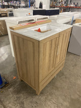 Tobana 30 in. W x 19 in. D x 34.50 in. H Bath Vanity in Weathered Tan with White Cultured Marble Top