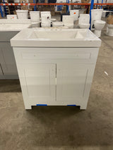 Everdean 31 in. W x 19 in. D x 34 in. H Single Sink Freestanding Bath Vanity in White with White Cultured Marble Top