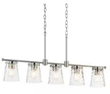 Coralise 5-Light Linear Chandelier with Clear Water Glass in Brushed Nickel