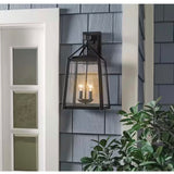 Blakeley 19.25 in. Transitional 2-Light Black Outdoor Wall Light Fixture Sconce with Clear Beveled Glass
