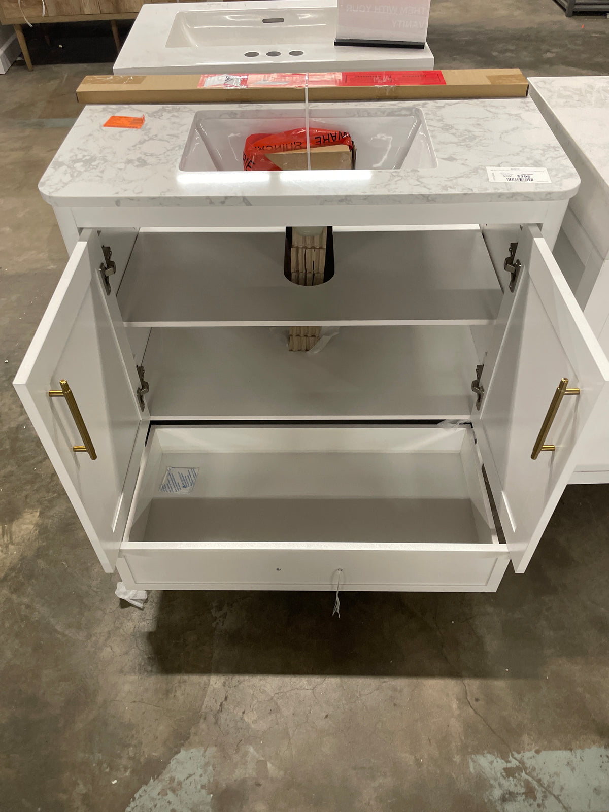 Tamsin 36 in. W x 19 in. D x 35 in. H Single Sink Bath Vanity in White with White Round Corner Engineered Marble Top