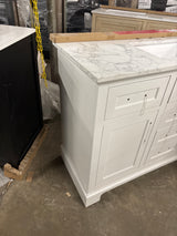 Doveton 48 in. W x 19 in. D x 34 in. H Single Sink Bath Vanity in White with White Engineered Marble Top
