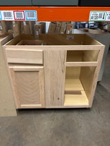 36 in. W x 24 in. D x 34.5 in. H Assembled Blind Corner Base Kitchen Cabinet in Unfinished with Recessed Panel