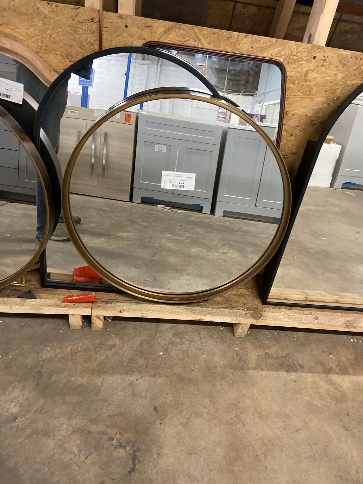 27.5 in. W x 27.5 in. H Modern Round Brushed Bronze Wall Mounted Mirror