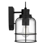 Camberly 12.13 in. Matte Black Motion Sensing Dusk to Dawn Outdoor Hardwired Wall Lantern Sconce with Clear Glass Shade