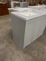 Bannister 36.5 in. W x 18.75 in. D Bath Vanity in pearl gray with Cultured Marble Top in Colorpoint White with White Sink
