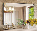 30 in. W x 40. 2 in. H Rectangular Aluminum Frame Square Black Wall Mirror