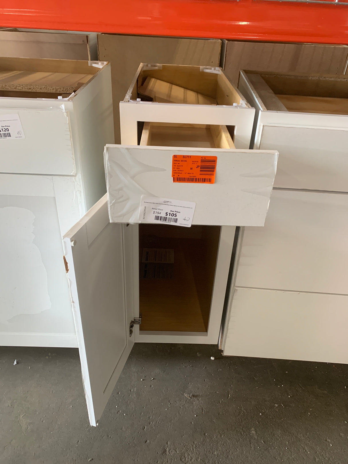Westfield Feather White Shaker Stock Assembled Base Kitchen Cabinet (12 in. W x 23.75 in. D x 35 in. H)