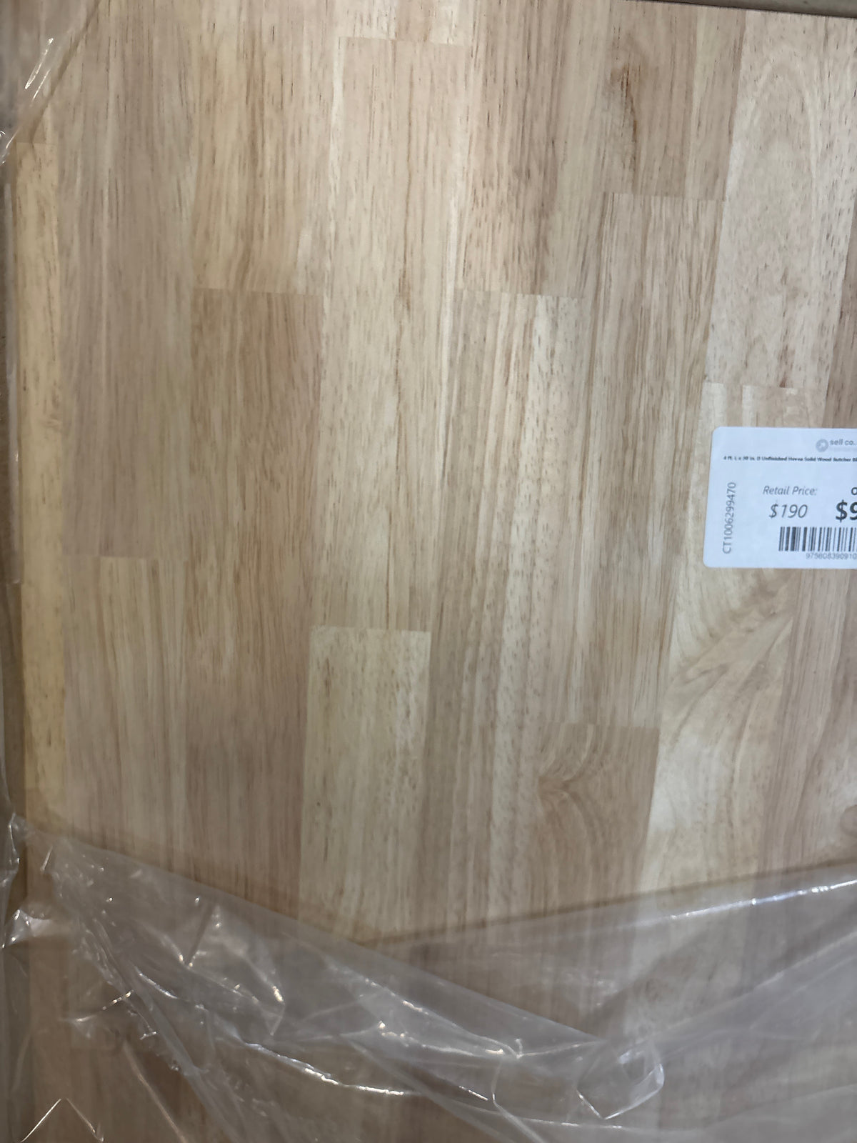 4 ft. L x 30 in. D Unfinished Hevea Solid Wood Butcher Block Desktop Countertop with Square Edge